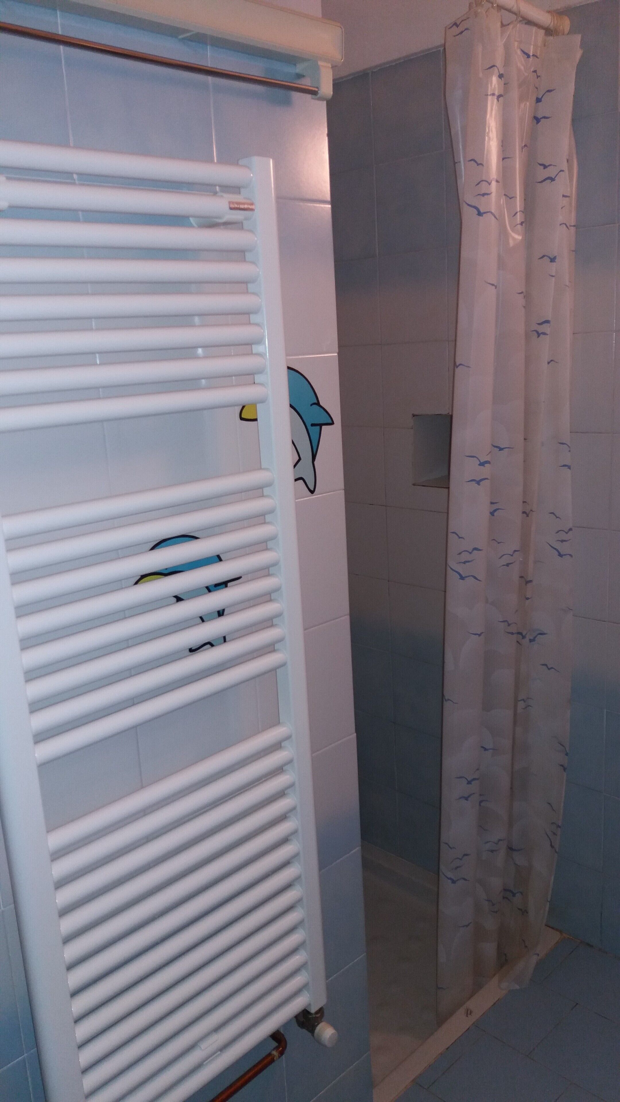 Douche, sèche-cheveux, bidet, serviettes fournies
