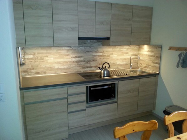 Fridge, microwave, oven, stovetop - Detached chalet on the slopes and near the village, for winter sports & summer holidays (La Norma)