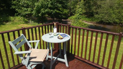 Beautiful river front self catering holiday lodge.