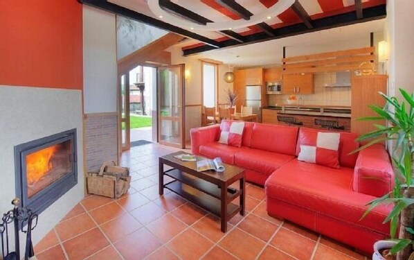 TV, fireplace
