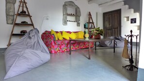 TV, fireplace, DVD player, books