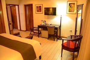 Desk, free WiFi, bed sheets