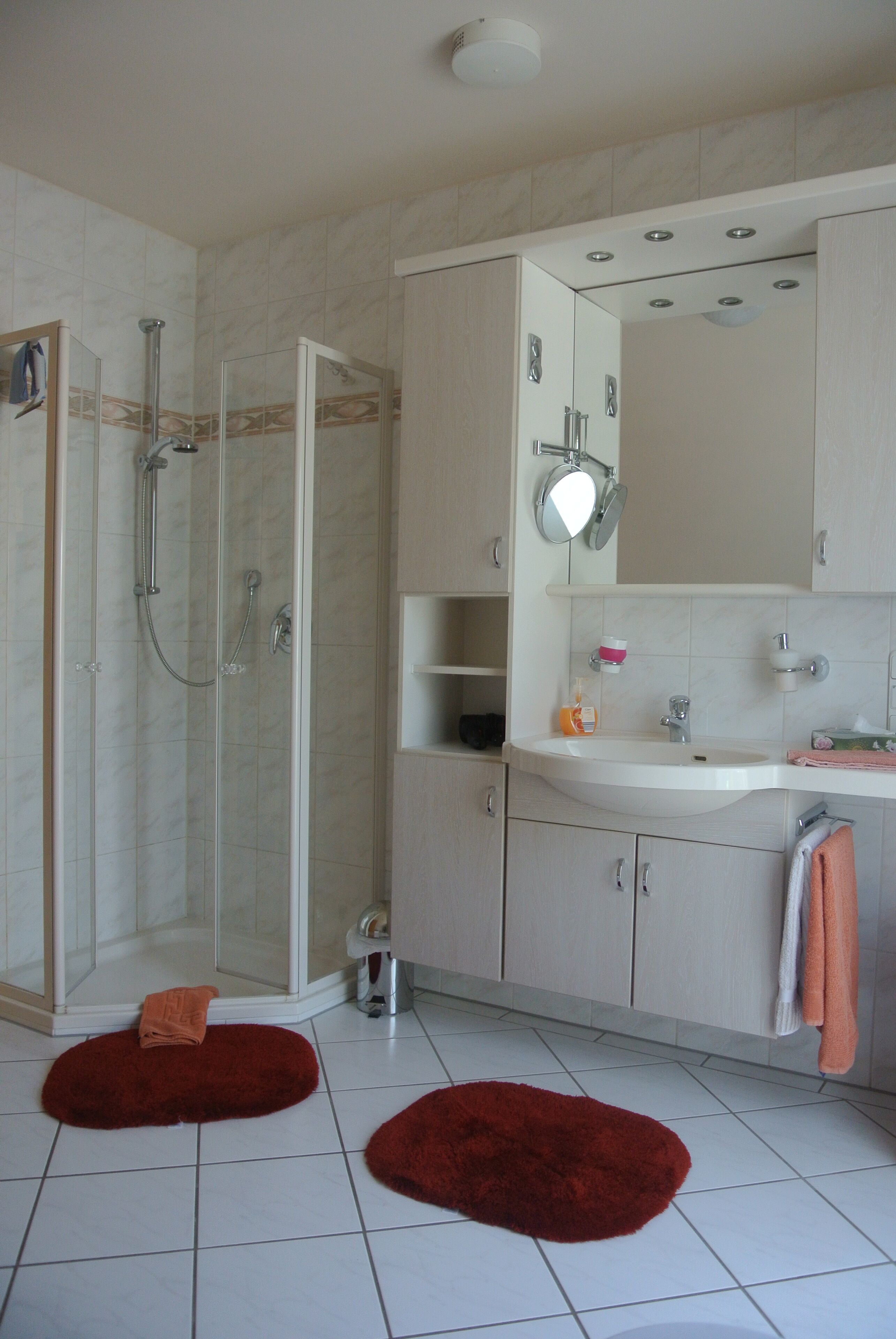 Bathtub, hair dryer, towels, soap