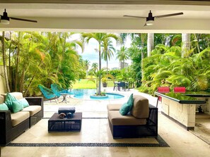 Terrace/patio - BEAUTIFUL 8 BRM VILLA IN MARINA VALLARTA .  Steps from beach+marina+golf (Puerto Vallarta)