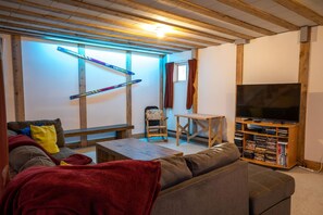 TV, DVD player, books