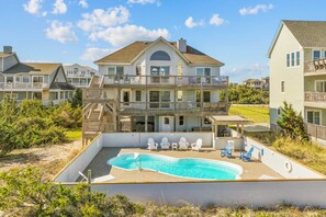 Outdoor pool, a heated pool - Oceanfront Home w/ Pool, Hot Tub, Game Room, Tiki Bar, Community Pool and Tennis (Waves)