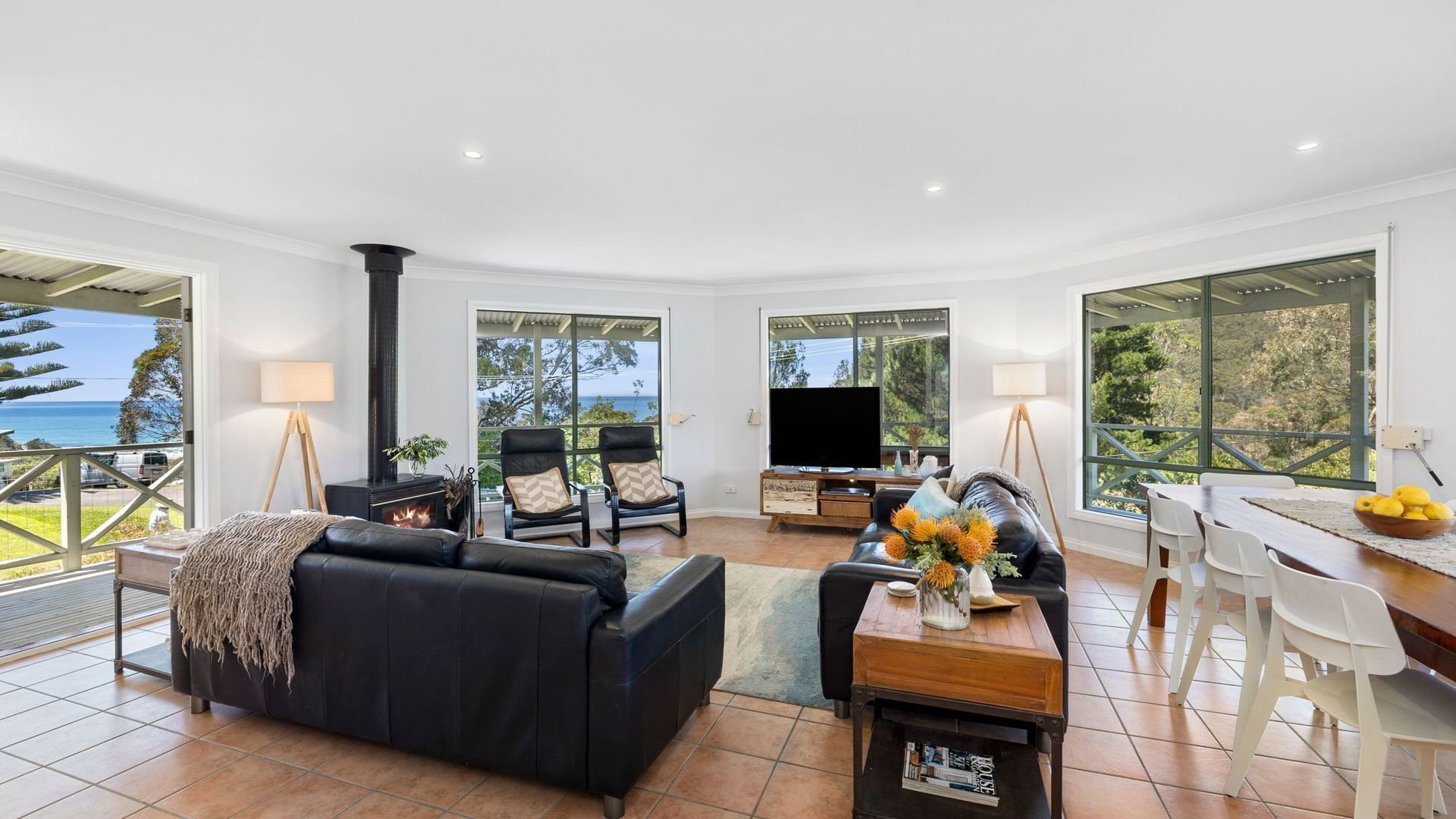 TV, fireplace, DVD player, music library