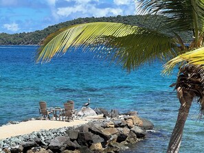 On the beach, sun-loungers, beach towels