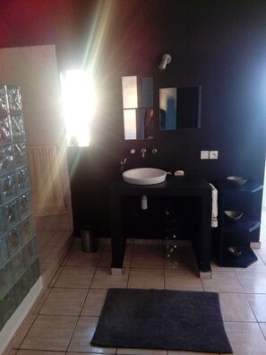 Serviettes fournies, savon, shampoing, papier toilette