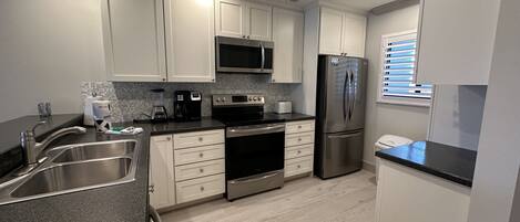 Fridge, microwave, oven, dishwasher