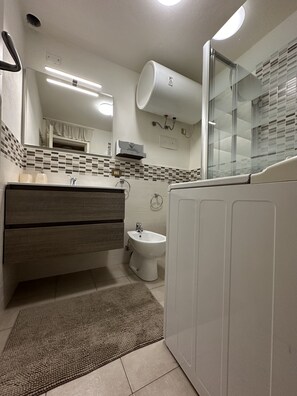 Bruser, hårtørrer, bidet, håndklæder