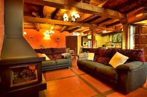 Télévision, cheminée, livres