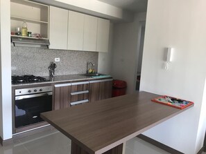 Fridge, oven, blender, coffee grinder