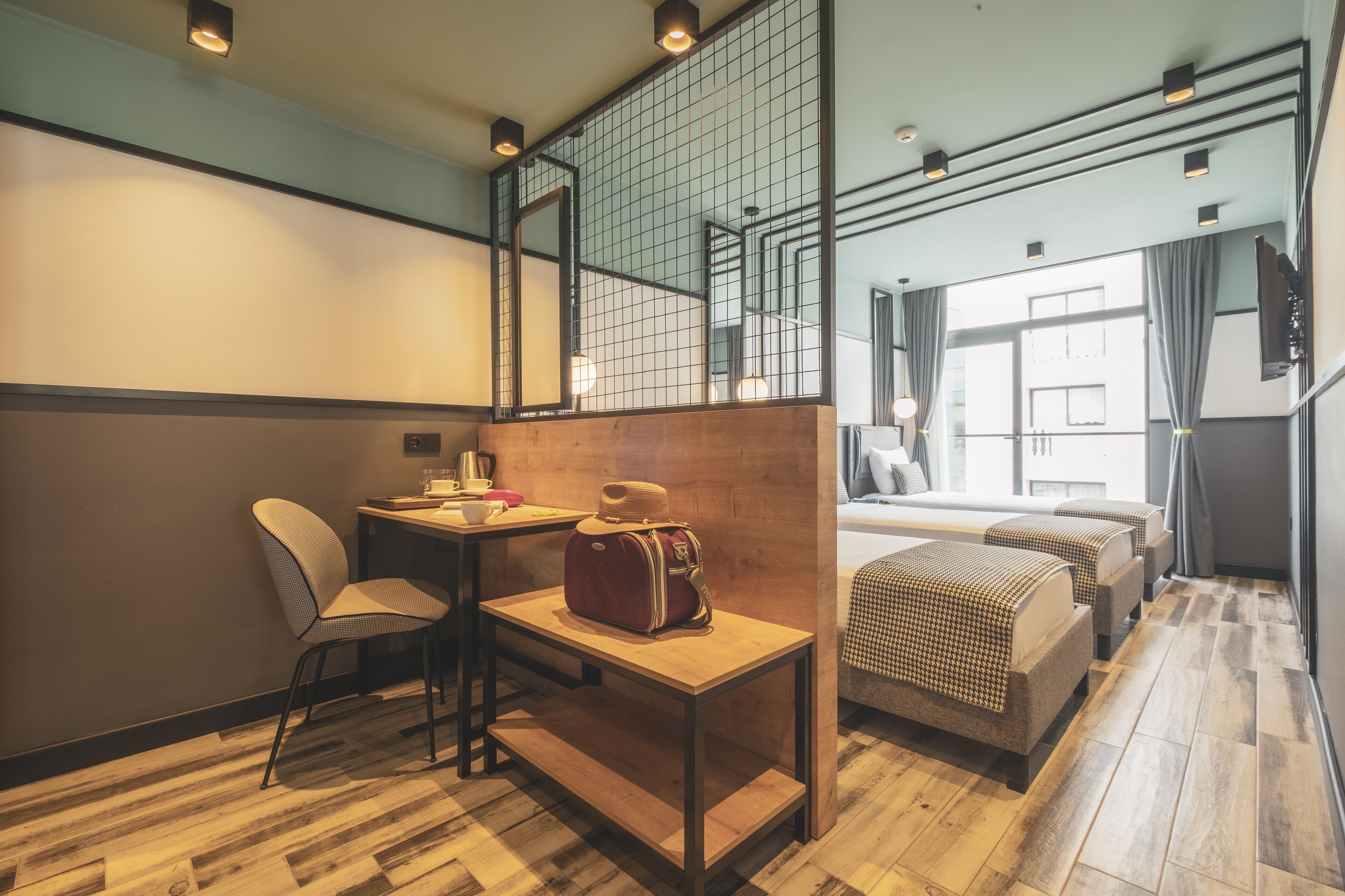 standard triple room | living area | 82-inch lcd tv with digital channels, tv