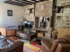 Fernseher, Kamin, Bücher