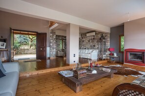 Smart TV, fireplace, DVD player, ping pong