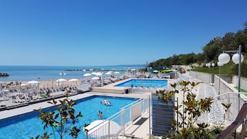 5 outdoor pools, pool umbrellas, sun loungers