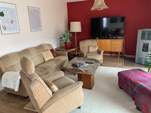 TV, fireplace - Apartment 100m2 with stairlift 1floor- view on Herkules in Vellmar for 4 guests (Vellmar)