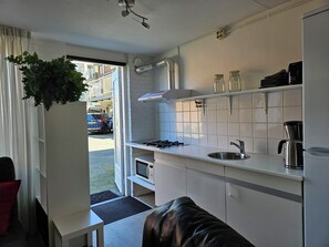 Fridge, microwave, coffee/tea maker, electric kettle