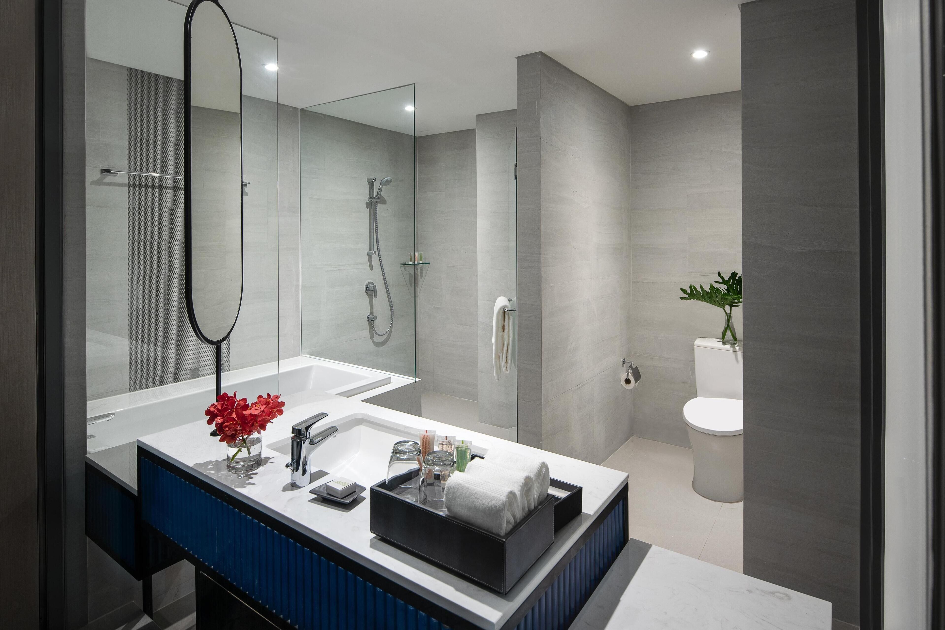 free toiletries, hair dryer, bathrobes, slippers