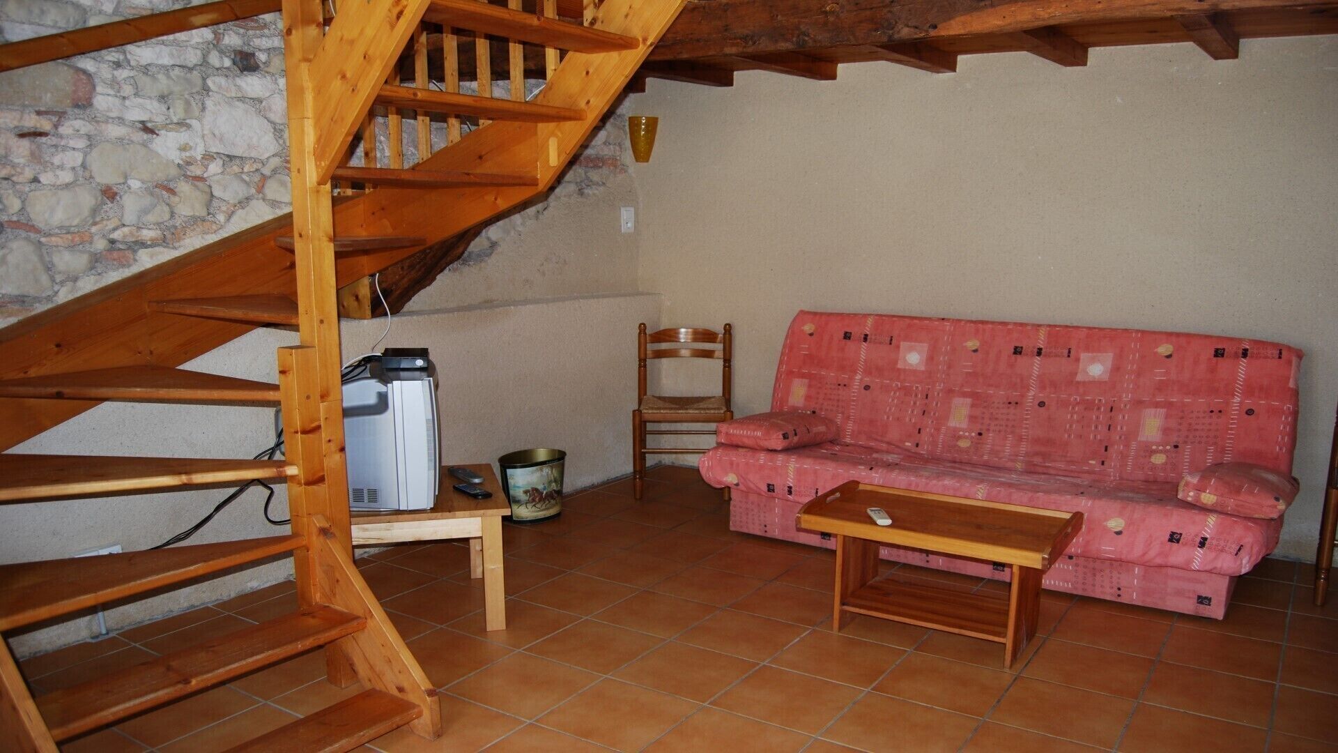 Télévision, table de tennis de table, livres