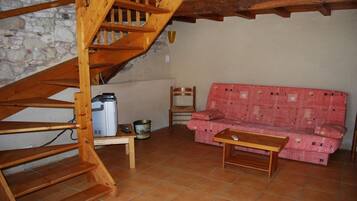 Télévision, table de tennis de table, livres