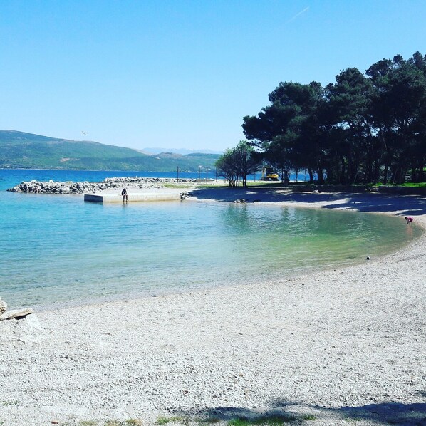 Beach nearby, sun loungers