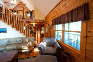 Smart TV, chimenea, reproductor de DVD y libros 