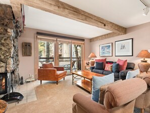 TV, fireplace - Lift One - Quaint ground floor two bedroom (Aspen)