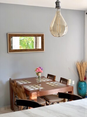 Dining - Casa Tortuga Puerto Morelos, Riviera Maya. Two bedroom luxury home. (Villas Morelos II)