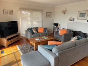 TV, DVD player, ping pong, books