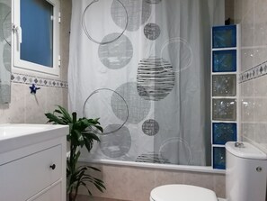 Baignoire, sèche-cheveux, serviettes fournies