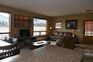 TV, fireplace, streaming services