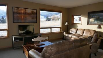 TV, fireplace, streaming services