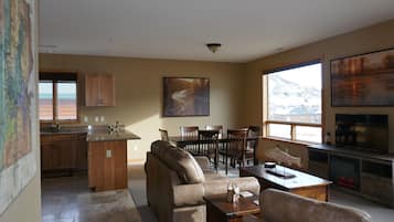 TV, fireplace, streaming services