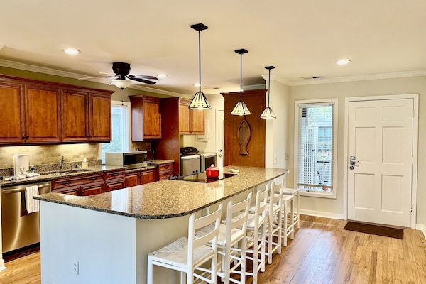 Renovated kitchen with long island