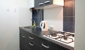 아파트 | 전용 주방 | 냉장고, 쿡탑, 전기 주전자, 조리 도구/접시/주방 기구
