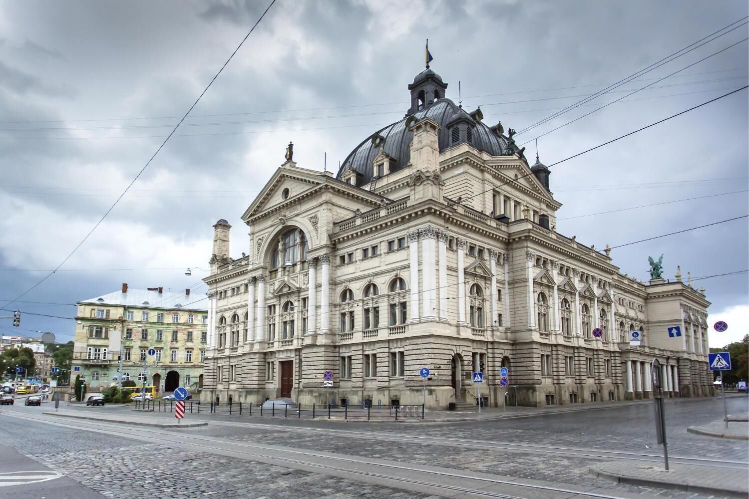 A historic building with a large dome and classical architecture.