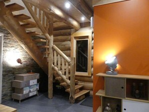 TV, fireplace, foosball