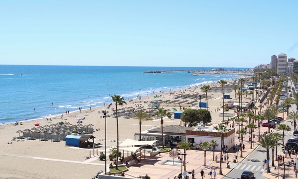Beach nearby, sun loungers