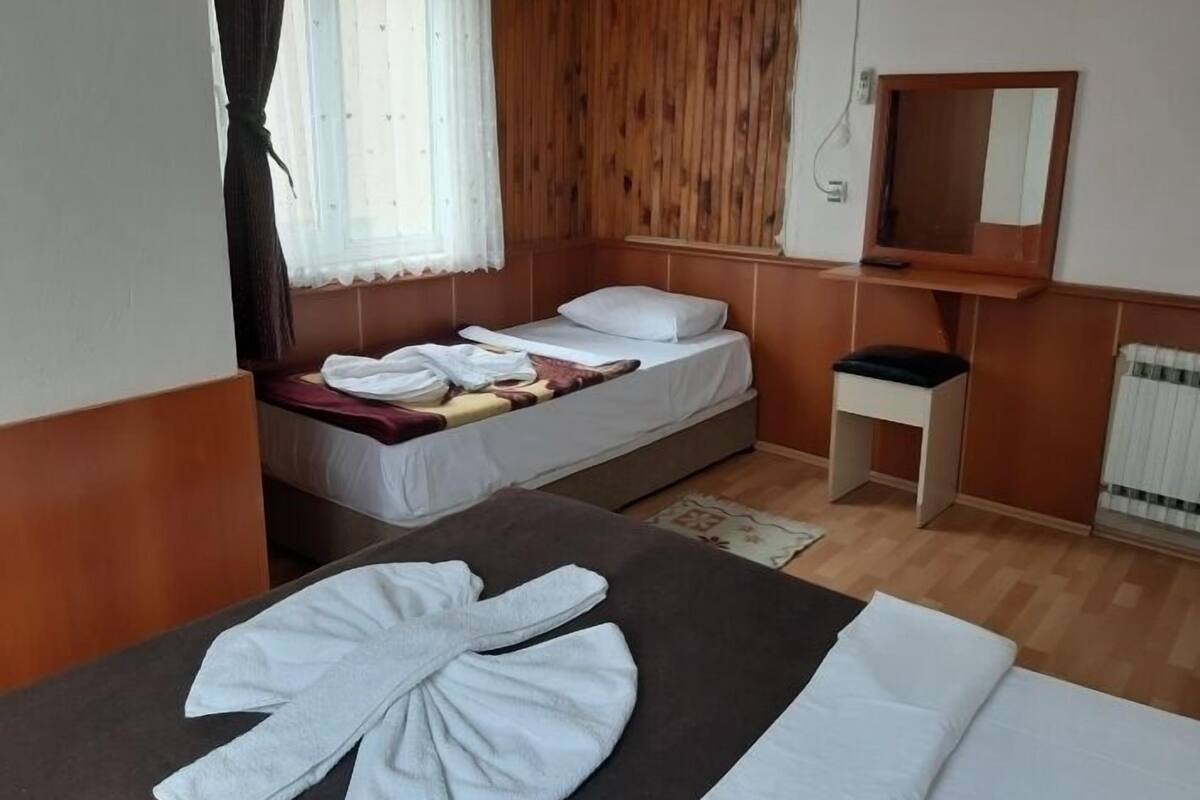 Escritorio, tabla de planchar con plancha, wifi gratis y ropa de cama 