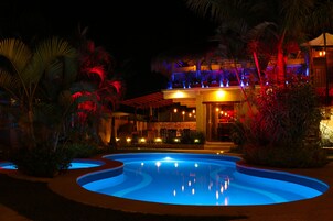 Outdoor pool, open 9:00 AM to 7:00 PM, pool umbrellas, sun loungers