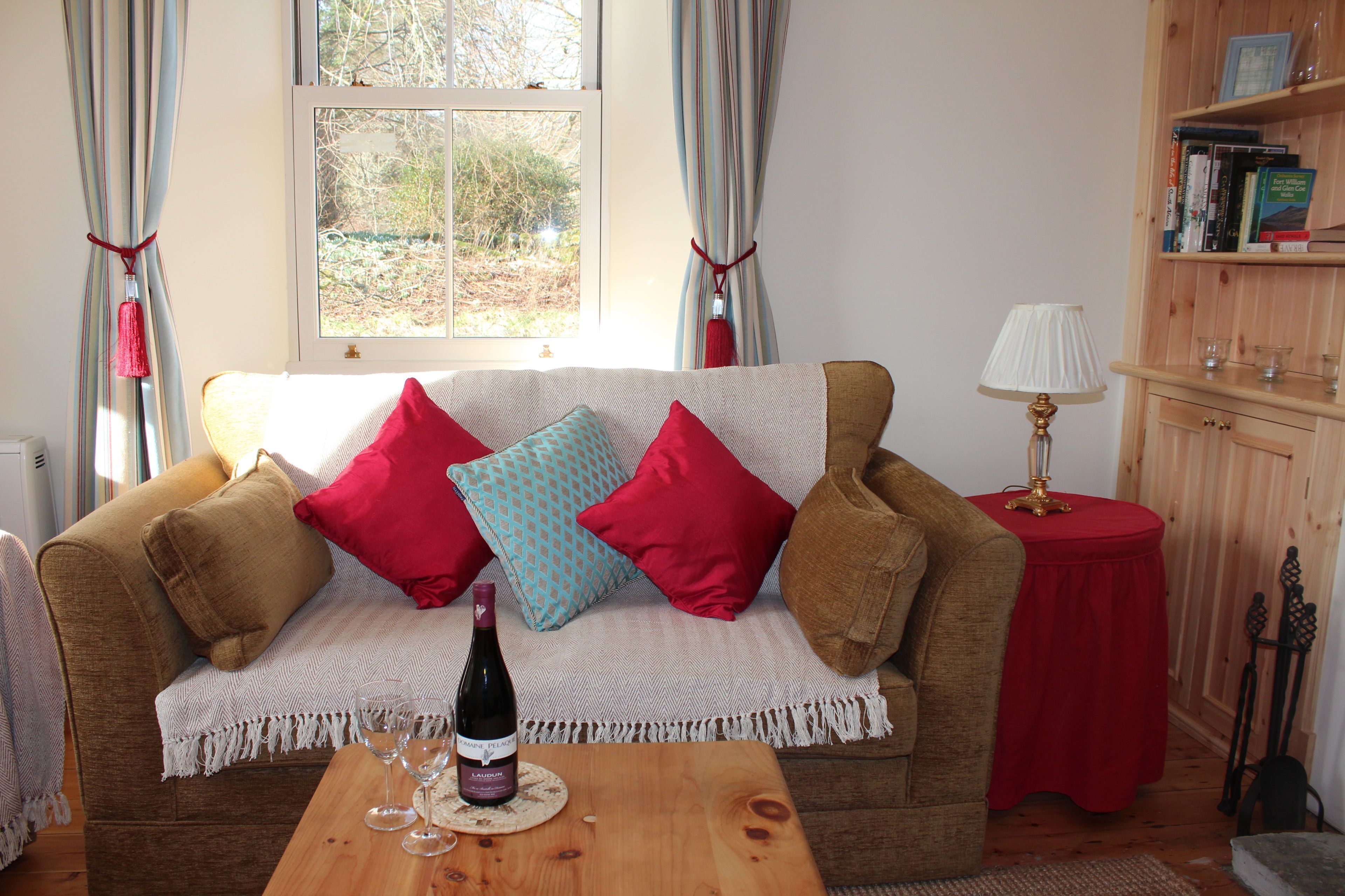 Smart TV, fireplace, DVD player, books