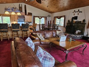 TV, fireplace, video games, DVD player