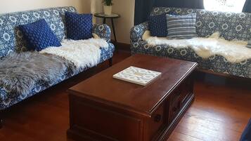 Flat-screen TV, DVD player, toys, books