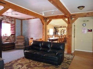 TV, fireplace, DVD player, foosball