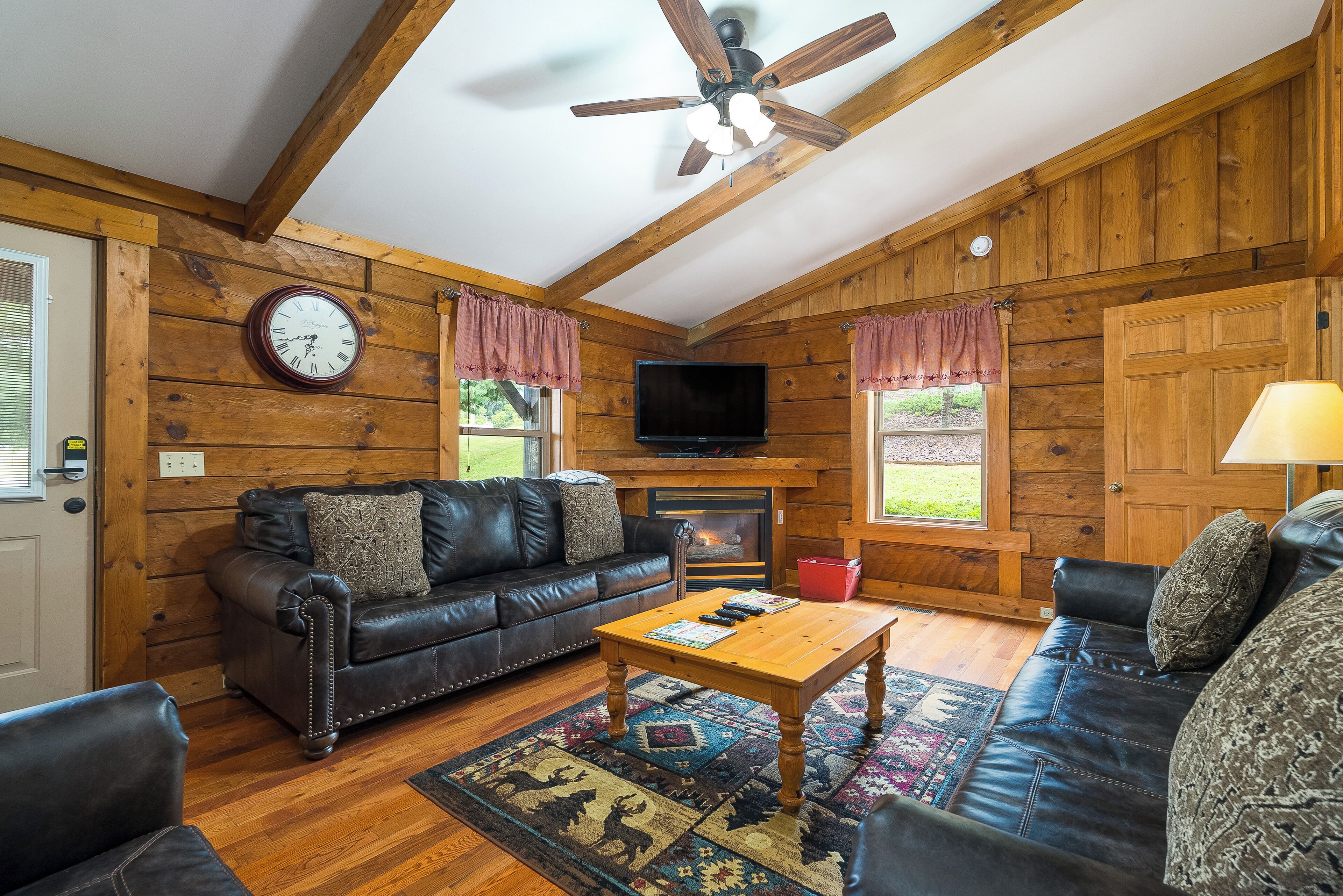 TV connectée, cheminée, lecteur de DVD