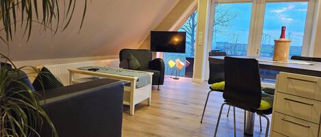 TV, DVD player, stereo