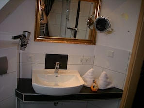 Hair dryer, towels