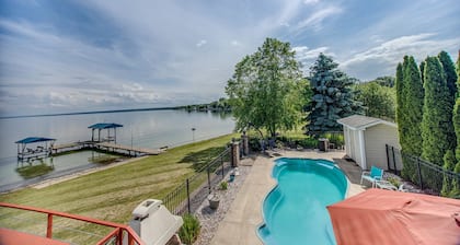 Goose House: spacious lake home with heated pool, game room, private beach on Cayuga lake